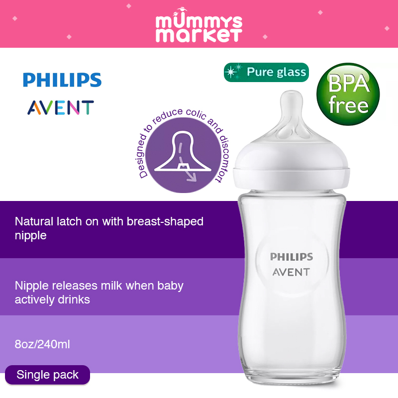 Philips Avent Natural Response 240ml Glass Bottle (Single Pack)(SCY933/01)